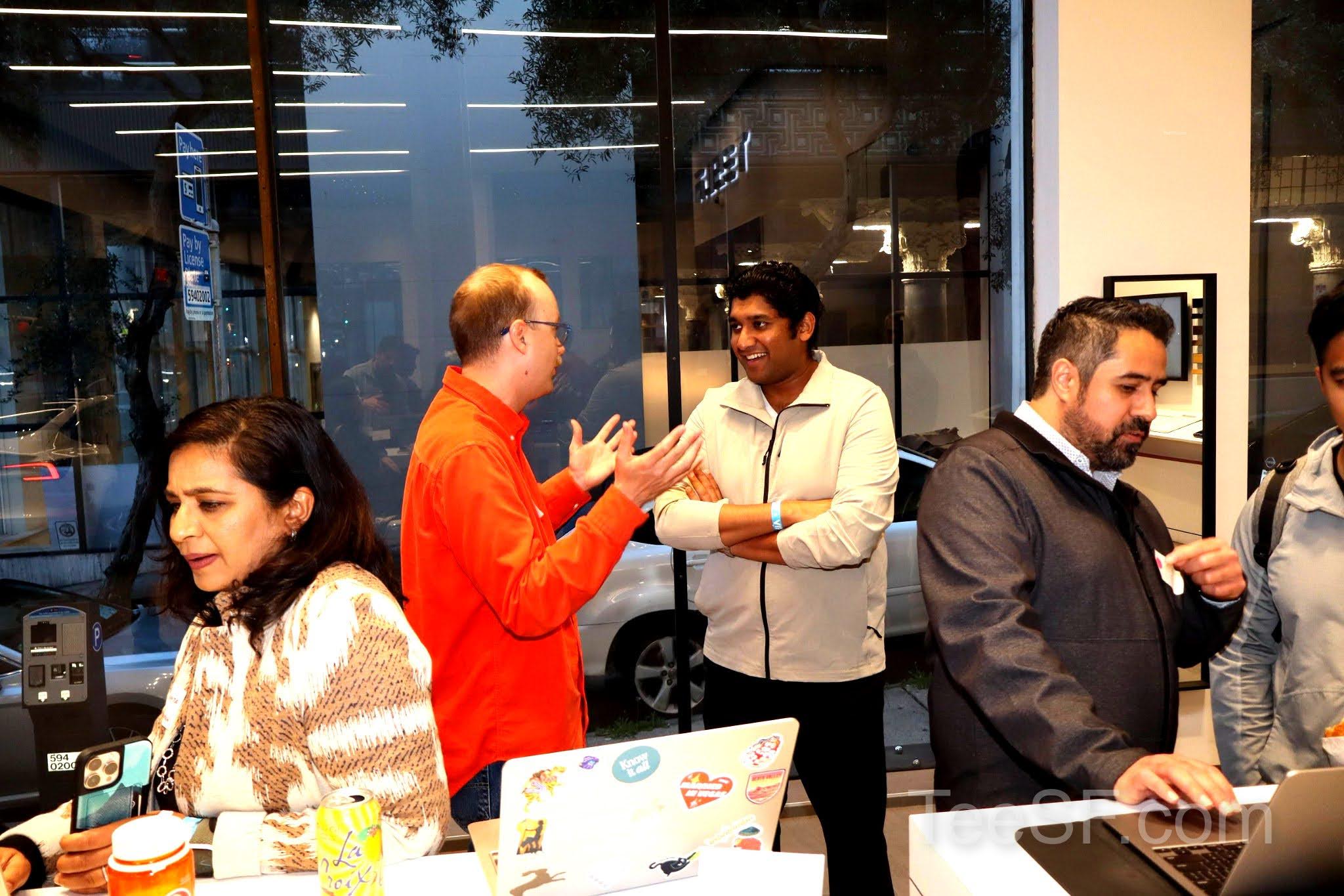 A photo from a pitch night event at Tesla in San Francisco.